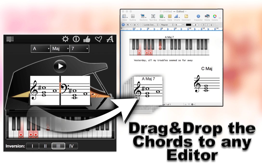 Drag&Drop the chords to any Editor.